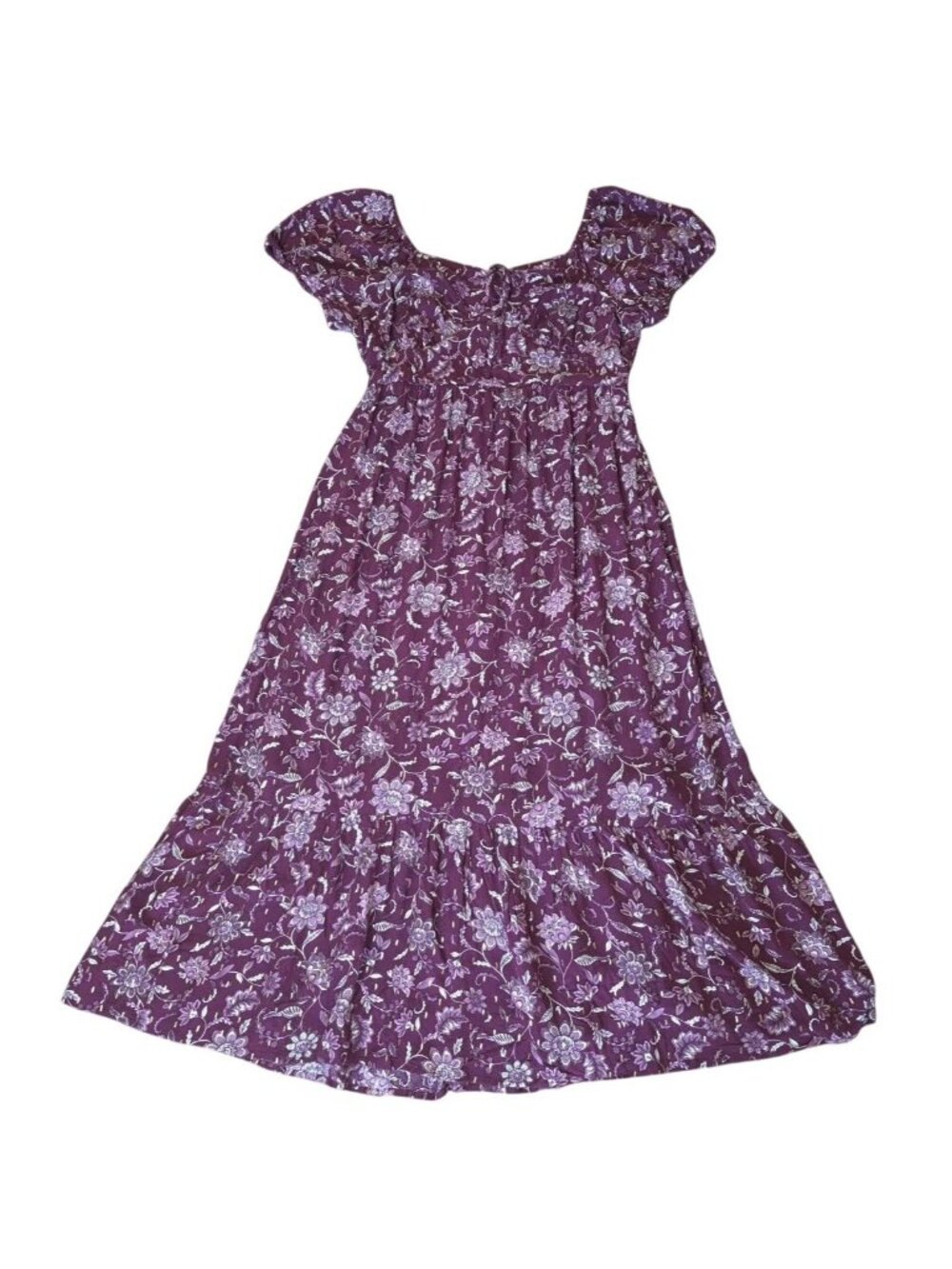 Lane Bryant Floral Maxi Dress Burgundy Purple Metallic Viscose Size 14 NWT